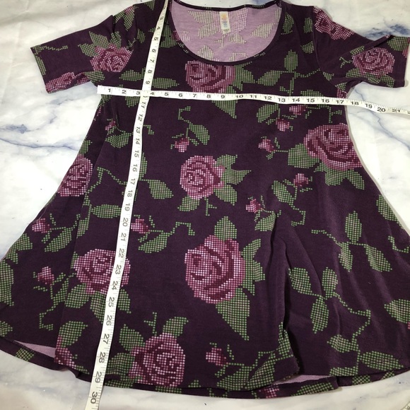 Lularoe Perfect T Purple Floral Short Sleeve Tee - Picture 7 of 8